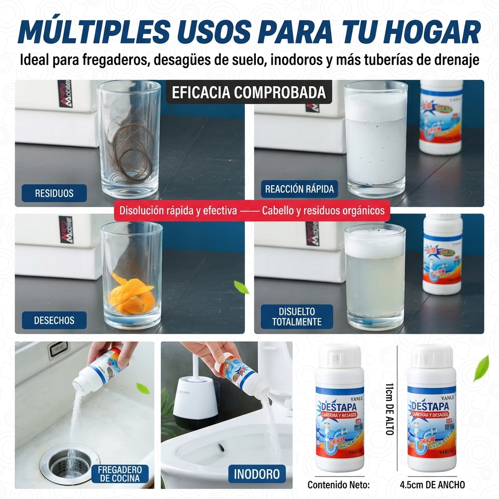 Destapador De Drenage y Cañeria 110 Grs